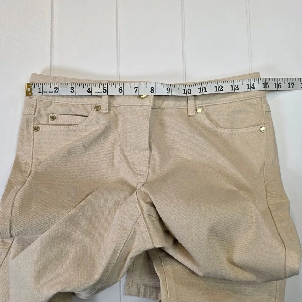 J.McLaughlin Womens 6 Lexi Jeans Slim Leg Raw Beige Stretch Cotton Gold Hardware